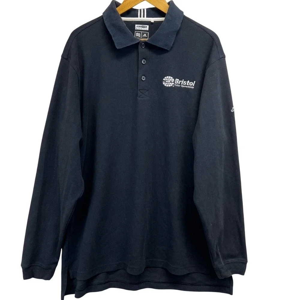Adidas ClimaLite Stretch Long Sleeve Black Bristol Motor Speedway Polo‎ Mens L